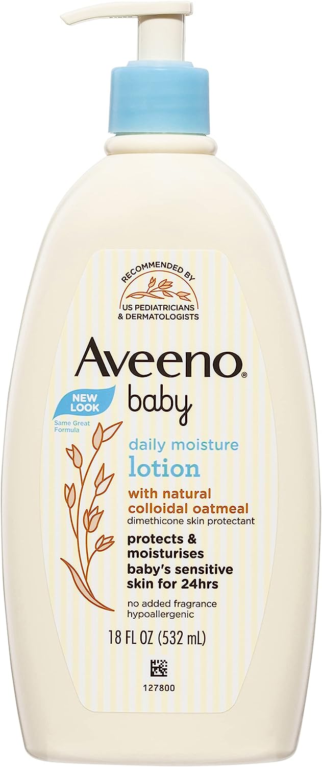Aveeno Baby Daily Moisture Moisturizing Lotion for Delicate Skin with Natural Colloidal Oatmeal & Dimethicone, Hypoallergenic, Fragrance-, Phthalate- & Paraben-Free, 18 fl. oz (Package may vary) - Image 1